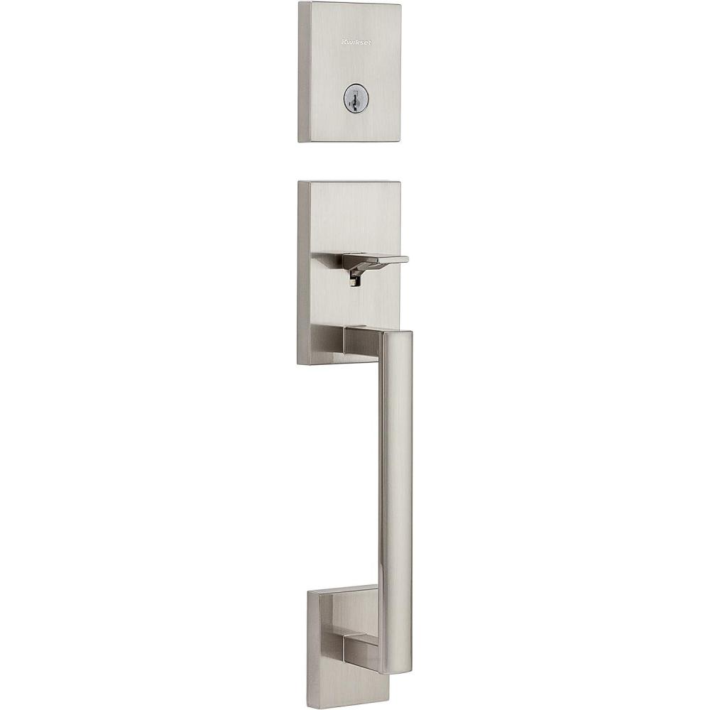 image:imageKwikset San Clemente Front Door Lock Handle and Deadbolt Set Entry Handleset Exterior Only Satin Nickel Pick Resistant SmartKey Rekey Deadbolt Security Interior Sold Separately