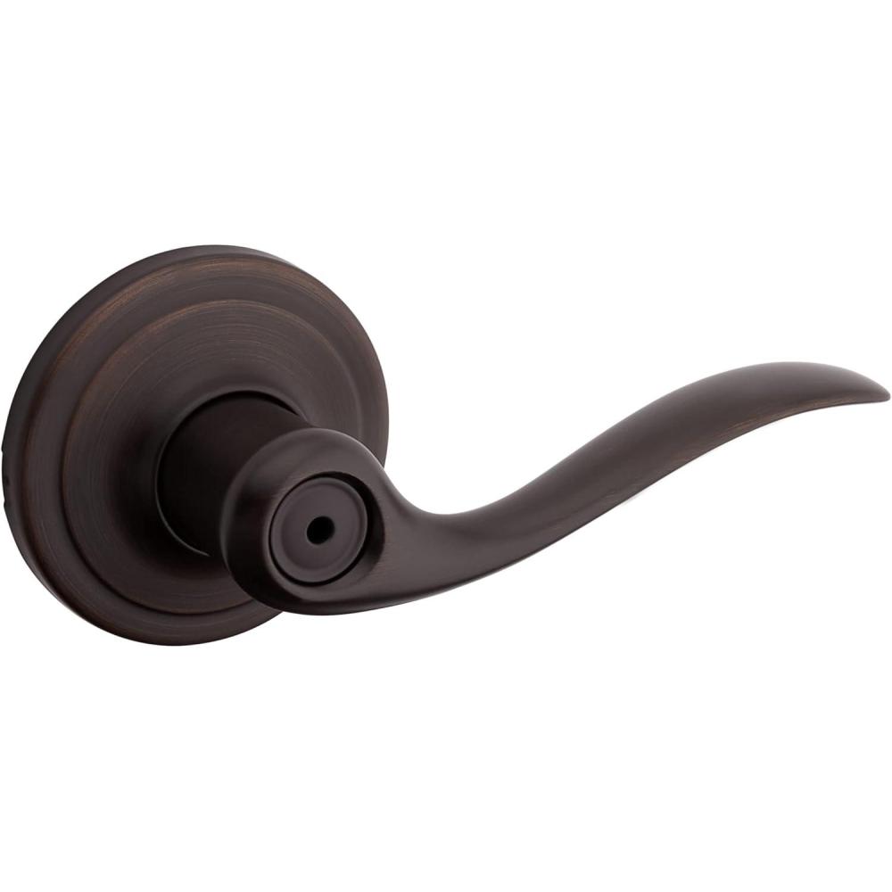 image:imageKwikset Tustin Dummy Door Handle Single Sided Lever for Closets French Double Doors and Pantry Satin Nickel NonTurning Right Handed Interior PushPull Lever with Microban ProtectionVenetian Bronze