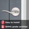 Kwikset Tustin Entry Door Handle with Lock and Key, Secure Keyed Reversible Lever Exterior, For Front Entrance and Bedrooms, Satin Nickel, Pick Resistant Smartkey Rekey Security and Microban(Keyed Entry)