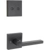 Kwikset 973HFLSQT-514V1 Dummy Interior Halifax Lever Trim with Square Rose New Chassis Matte Black Finish