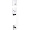 Kwikset San Clemente Front Door Lock Handle and Deadbolt Set, Entry Handleset Exterior Only, Polished Chrome, Pick Resistant SmartKey Rekey Deadbolt Security, Interior Sold Separately