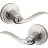 Kwikset Tustin Entry Door Handle with Lock and Key, Secure Keyed Reversible Lever Exterior, For Front Entrance and Bedrooms, Satin Nickel, Pick Resistant Smartkey Rekey Security and Microban(Keyed Entry)