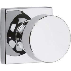 Kwikset 720PSKSQT-26 Pismo Knob with Square Rose Passage Lock with 6AL Latch and RCS Strike Bright Chrome Finish