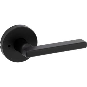 Kwikset 730HFLRDT-514 Halifax Lever with Round Rose Privacy Door Lock with 6AL Latch and RCS Strike Iron Black Finish