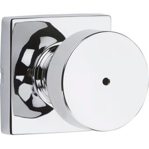 Kwikset 730PSKSQT-26 Pismo Knob with Square Rose Privacy Lock with 6AL Latch and RCS Strike Bright Chrome Finish