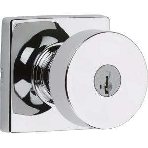 Kwikset 740PSKSQT-26S Pismo Knob with Square Rose Entry Lock SmartKey with 6AL Latch and RCS Strike Bright Chrome Finish