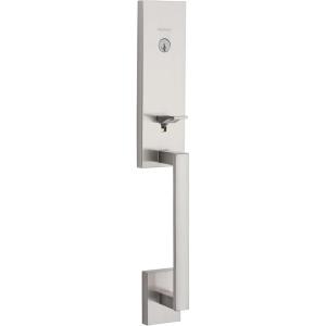 Kwikset 818VNHLIP-15S Single Cylinder Vancouver Exterior Handleset with SmartKey with RCAL Latch and RCS Strike Satin Nickel Finish