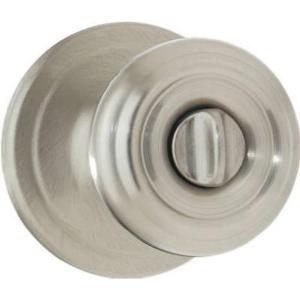 Kwikset Cameron Interior Privacy Door Knob with Lock, Door Handle For Bathroom and Bedroom, Satin Nickel Keyless Turn Lock Doorknob, with Microban Protection((Pack of 1))