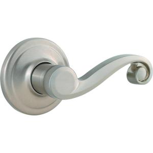 Kwikset Lido Dummy Door Handle, Single Sided Lever for Closets, French Double Doors, and Pantry, Satin Nickel Non-Turning Right Handed Interior Push/Pull Lever, with Microban Protection