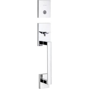 Kwikset San Clemente Front Door Lock Handle and Deadbolt Set, Entry Handleset Exterior Only, Polished Chrome, Pick Resistant SmartKey Rekey Deadbolt Security, Interior Sold Separately
