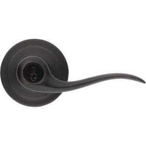 Kwikset Tustin Entry Door Handle with Lock and Key, Secure Keyed Reversible Lever Exterior, For Front Entrance and Bedrooms, Venetian Bronze, Pick Resistant Smartkey Rekey Security and Microban