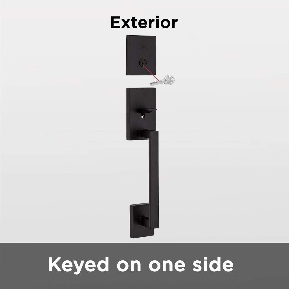 image:imageKwikset San Clemente Front Door Lock Handle and Deadbolt Set Entry Handleset Exterior Only Matte Black Pick Resistant SmartKey Rekey Deadbolt Security Interior Sold Separately