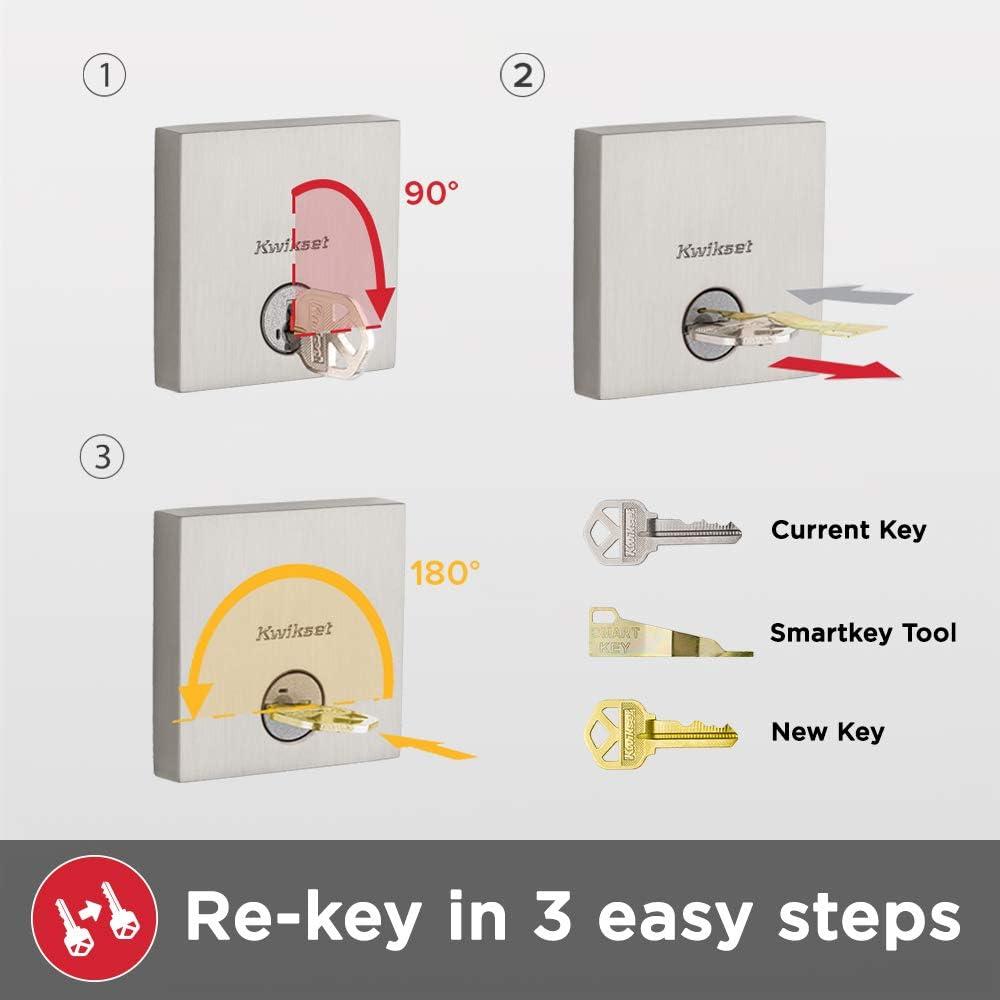 image:imageKwikset San Clemente Front Door Lock Handle and Deadbolt Set Entry Handleset Exterior Only Matte Black Pick Resistant SmartKey Rekey Deadbolt Security Interior Sold Separately