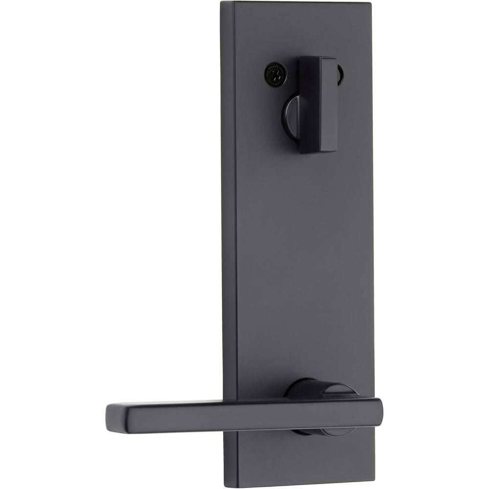 image:imageKwikset 971HFLSQF514 Single Cylinder Interior Halifax Lever Trim with Square Full Escutcheon Matte Black Finish