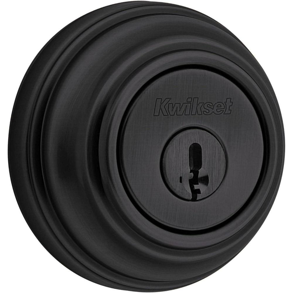 image:imageKwikset 985SSTRKP 980 Double Cylinder Keyed Entry Deadbolt from The Signature Series  Matte Black