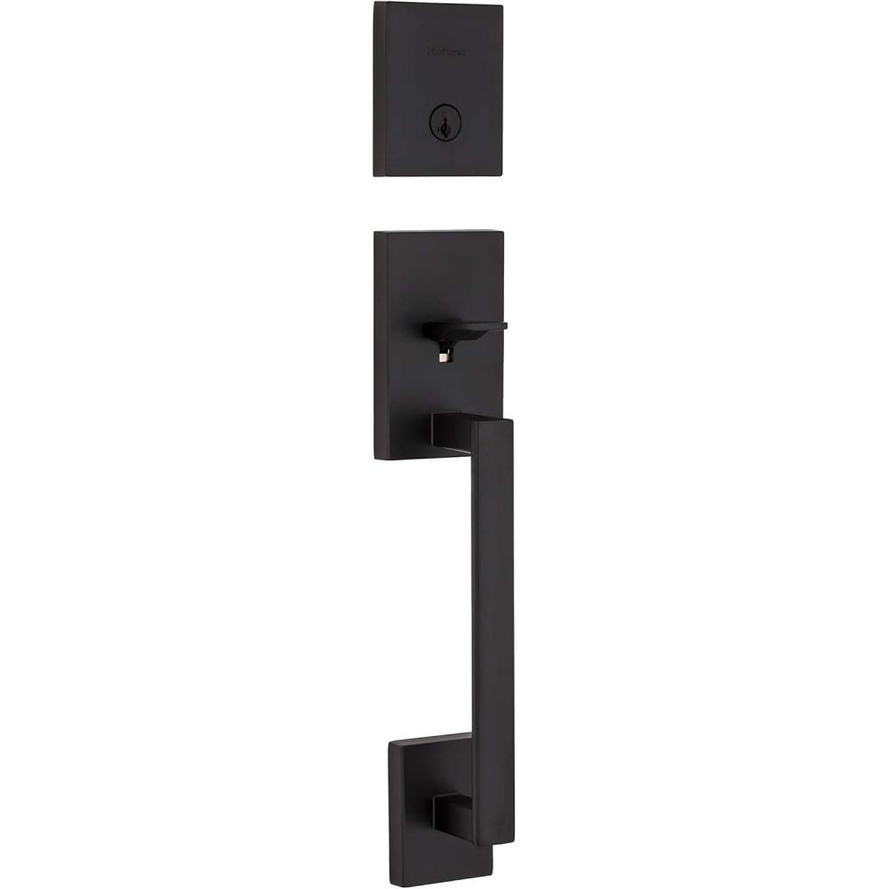 image:imageKwikset San Clemente Front Door Lock Handle and Deadbolt Set Entry Handleset Exterior Only Matte Black Pick Resistant SmartKey Rekey Deadbolt Security Interior Sold Separately