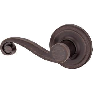 Kwikset Lido Dummy Door Handle, Single Sided Lever for Closets, French Double Doors, and Pantry, Venetian Bronze Non-Turning Left Handed Interior Push/Pull Lever, with Microban Protection((Pack of 1))