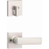 Kwikset 971BRNLSQT-15 Single Cylinder Interior Breton Lever Trim with Square Rose Satin Nickel Finish
