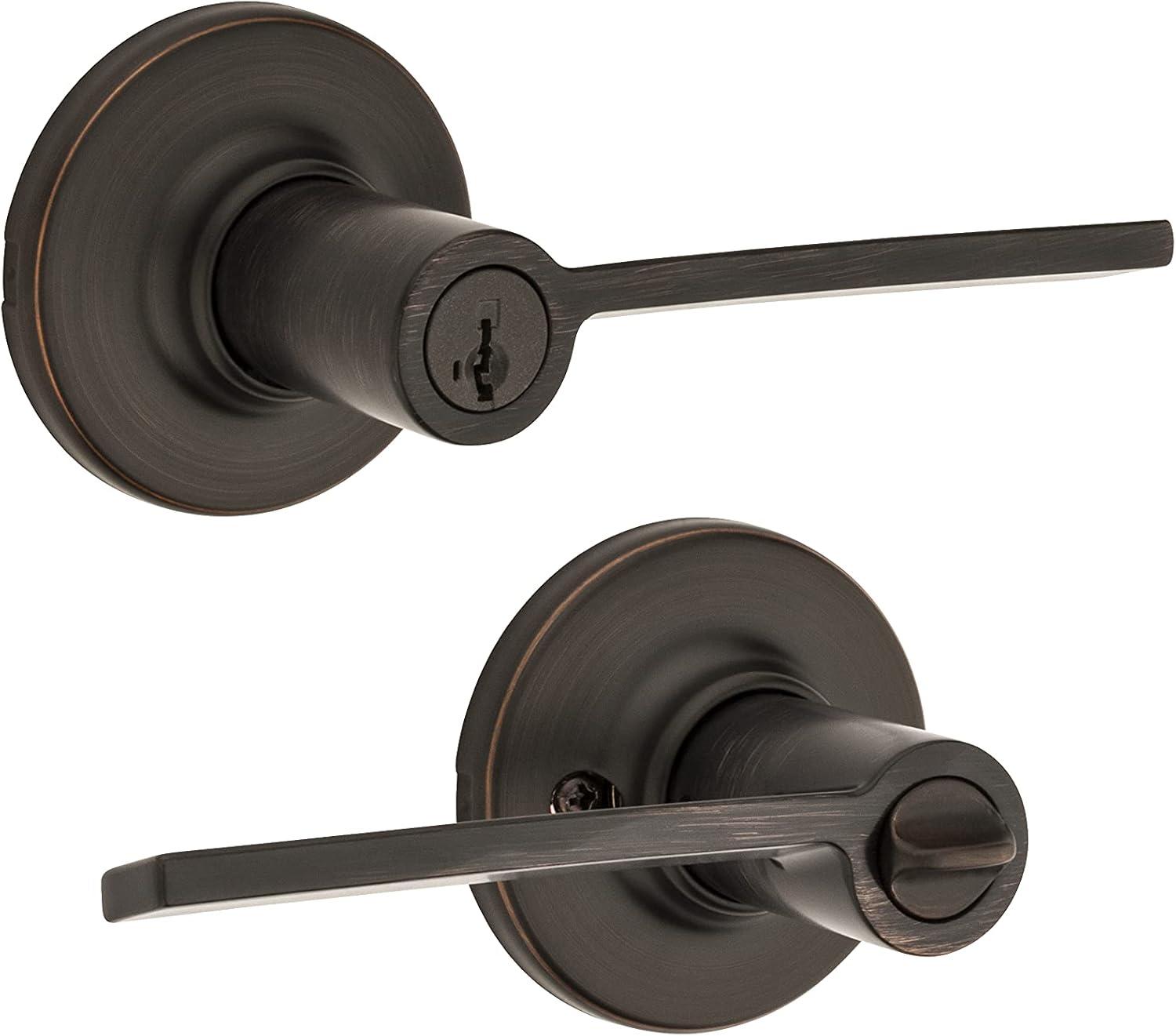 image:imageLadera Round Keyed Entry Lever featuring SmartKey Security in Venetian Bronze