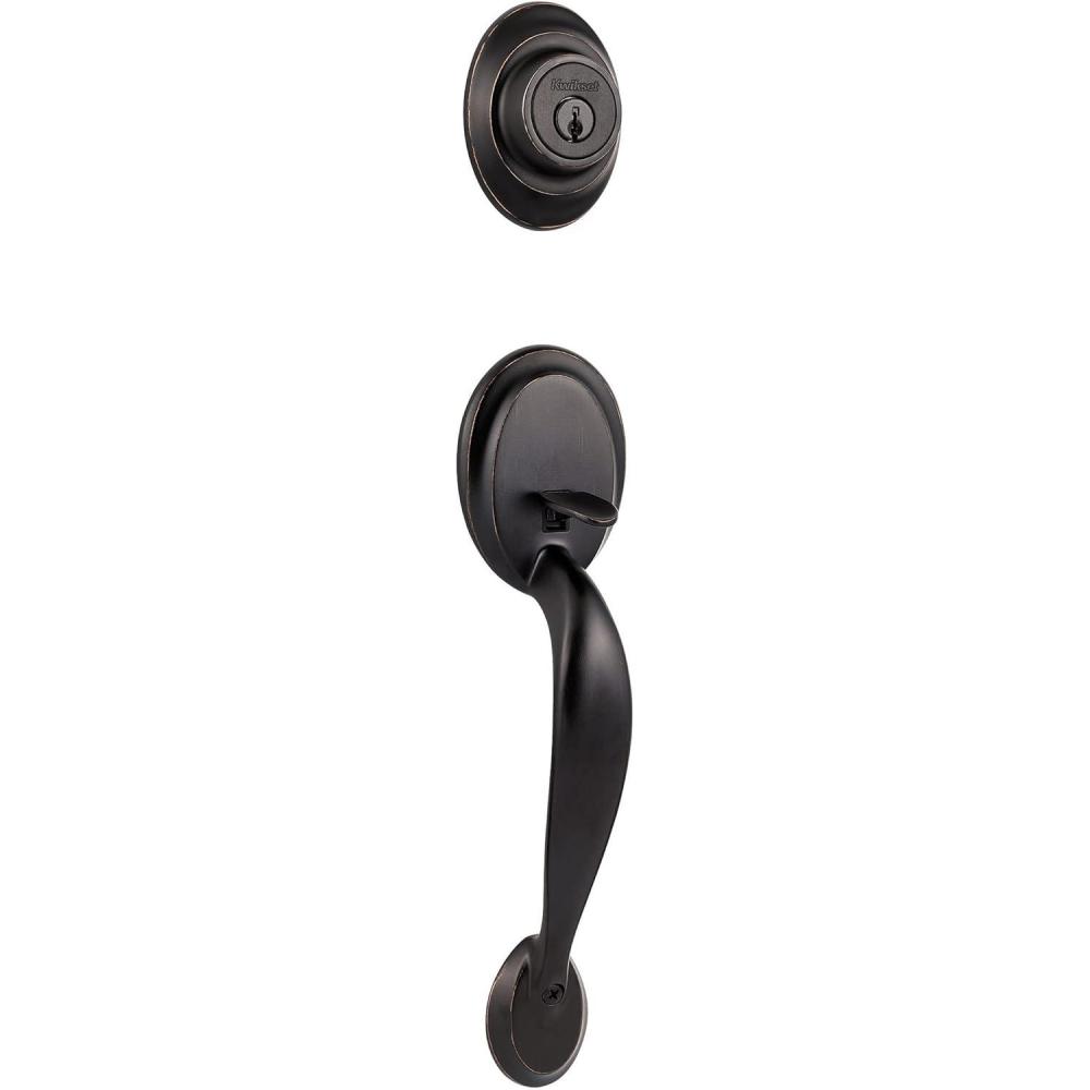 image:imageKwikset Dakota Front Door Lock Handle and Deadbolt Set Entry Handleset Exterior Only Secure Locking Deadbolt Venetian Bronze Interior Sold Separately