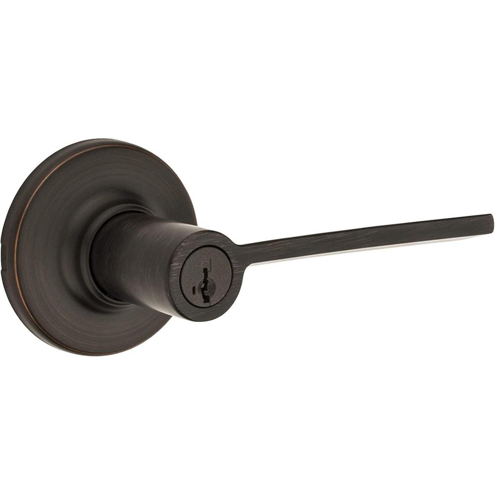 image:imageLadera Round Keyed Entry Lever featuring SmartKey Security in Venetian Bronze