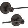 Ladera Round Keyed Entry Lever featuring SmartKey Security in Venetian Bronze