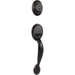 Kwikset Dakota Front Door Lock Handle and Deadbolt Set, Entry Handleset Exterior Only, Secure Locking Deadbolt, Venetian Bronze, Interior Sold Separately