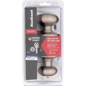 Kwikset SmartKey Security Satin Nickel Entry Knob KW1 2-3/4 in.