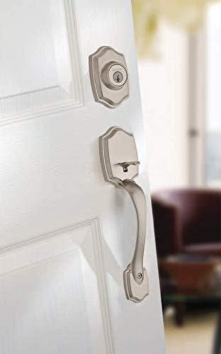 image:imageKwikset 687BWLIP26DS Belleview Single Cylinder Exterior Handleset SmartKey with RCAL Latch and RCS Strike Satin Chrome Finish
