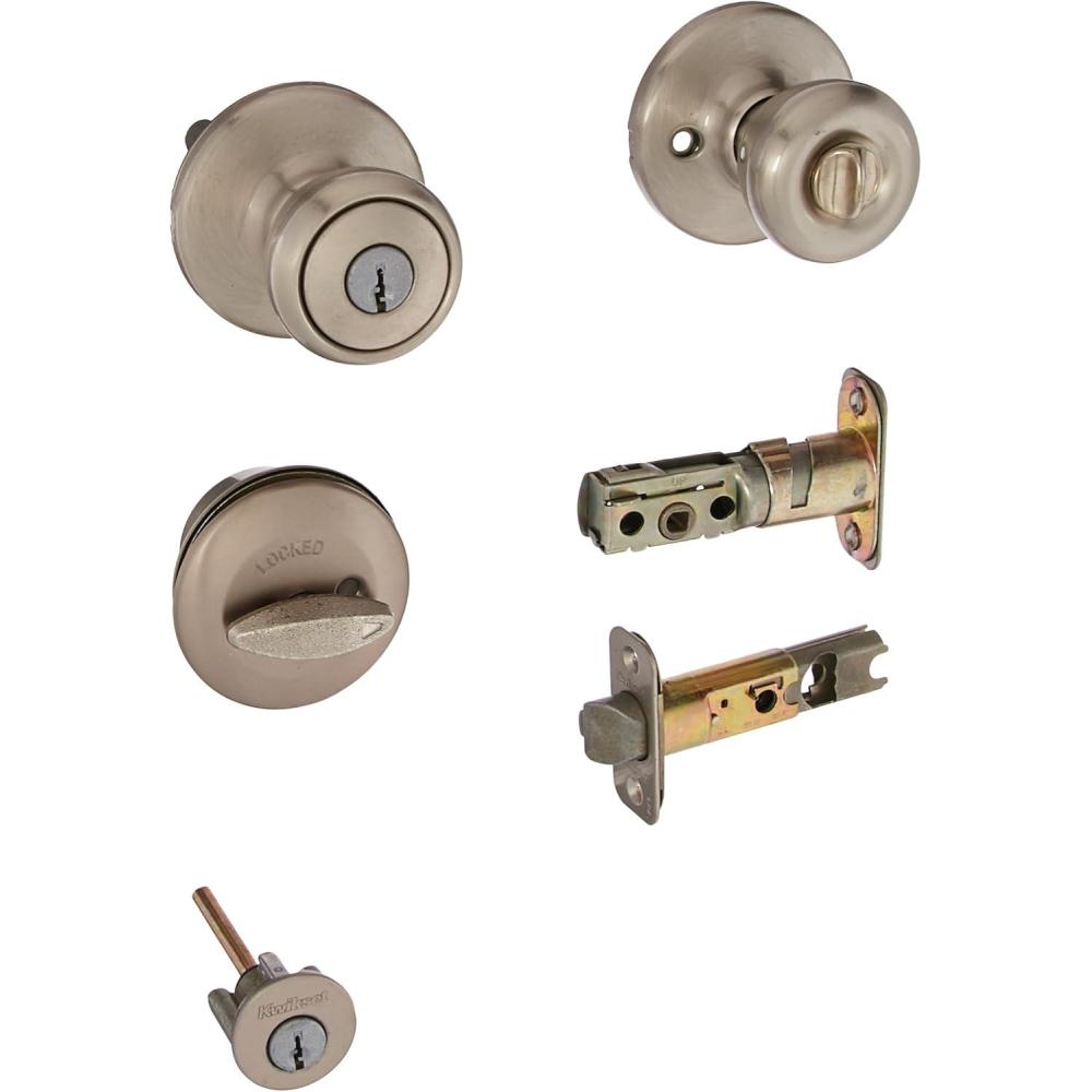 image:imageKwikset 690T 15 K6 CP Tylo Entry Knob and Single Cylinder Deadbolt Combo Pack Satin Nickel