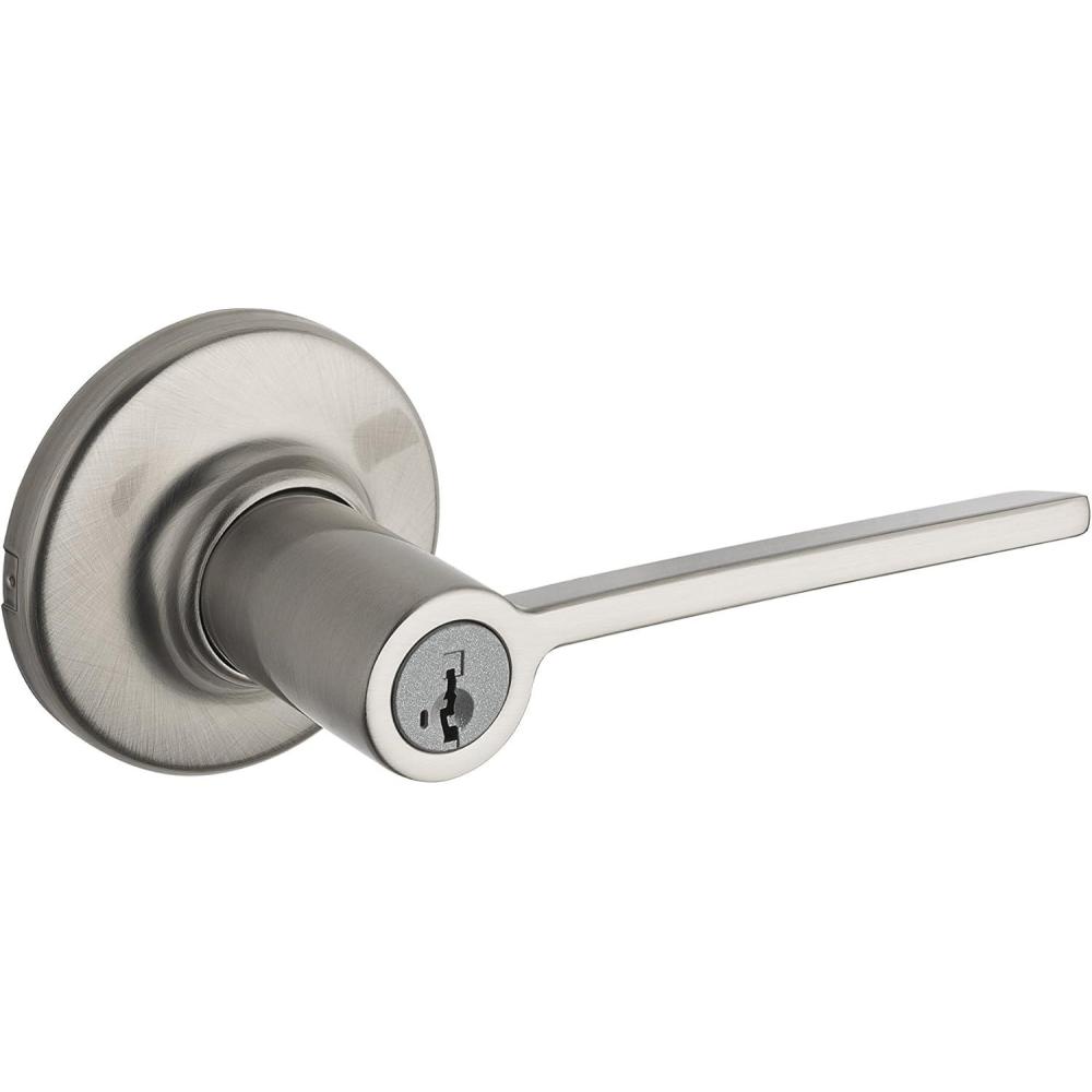 image:imageKwikset Ladera 94050576 Keyed Entry Lever featuring SmartKey in Satin Nickel