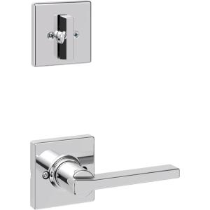 Kwikset 604CSLSQT-26 Casey Lever Interior Single Cylinder Handleset Trim with Square Rose Bright Chrome Finish