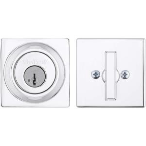 Kwikset 660SQT-26S Single Cylinder Square Deadbolt SmartKey with RCAL Latch and RCS Strike Bright Chrome Finish