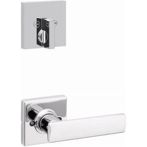 Kwikset 971BRNLSQT-26 Single Cylinder Interior Breton Lever Trim with Square Rose Bright Chrome Finish