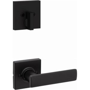 Kwikset 971BRNLSQT-514 Single Cylinder Interior Breton Lever Trim with Square Rose Matte Black Finish
