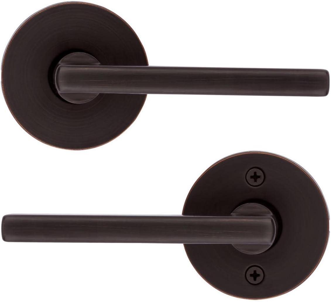 image:imageKwikset 720HFLRDT15 Halifax Lever with Round Rose Passage Door Lock with 6AL Latch and RCS Strike Satin Nickel Finish