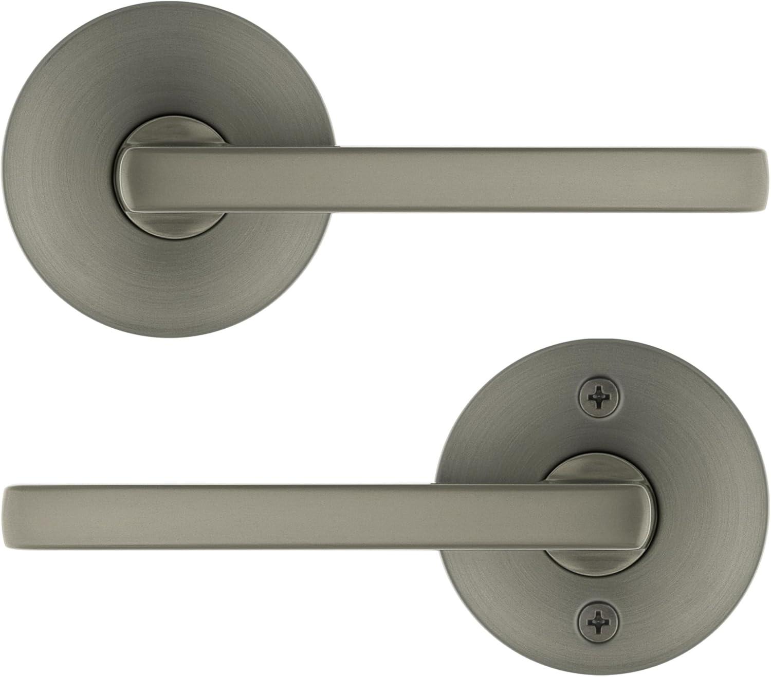 image:imageKwikset 720HFLRDT15 Halifax Lever with Round Rose Passage Door Lock with 6AL Latch and RCS Strike Satin Nickel Finish