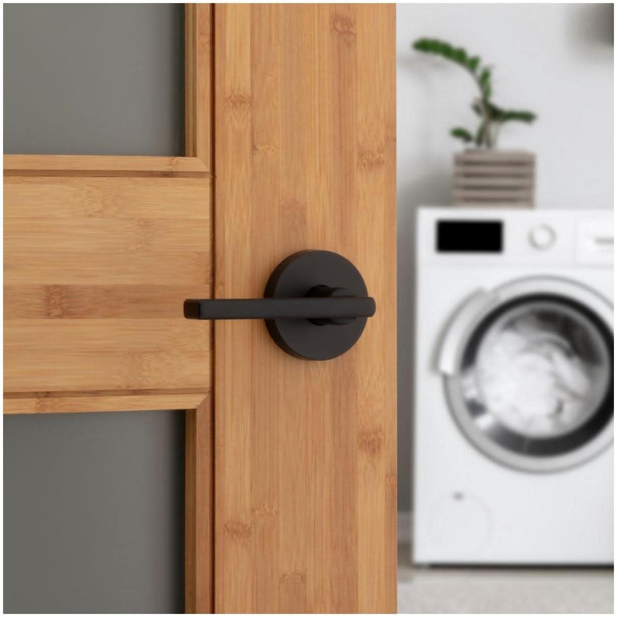 image:imageKwikset 720HFLRDT15 Halifax Lever with Round Rose Passage Door Lock with 6AL Latch and RCS Strike Satin Nickel Finish