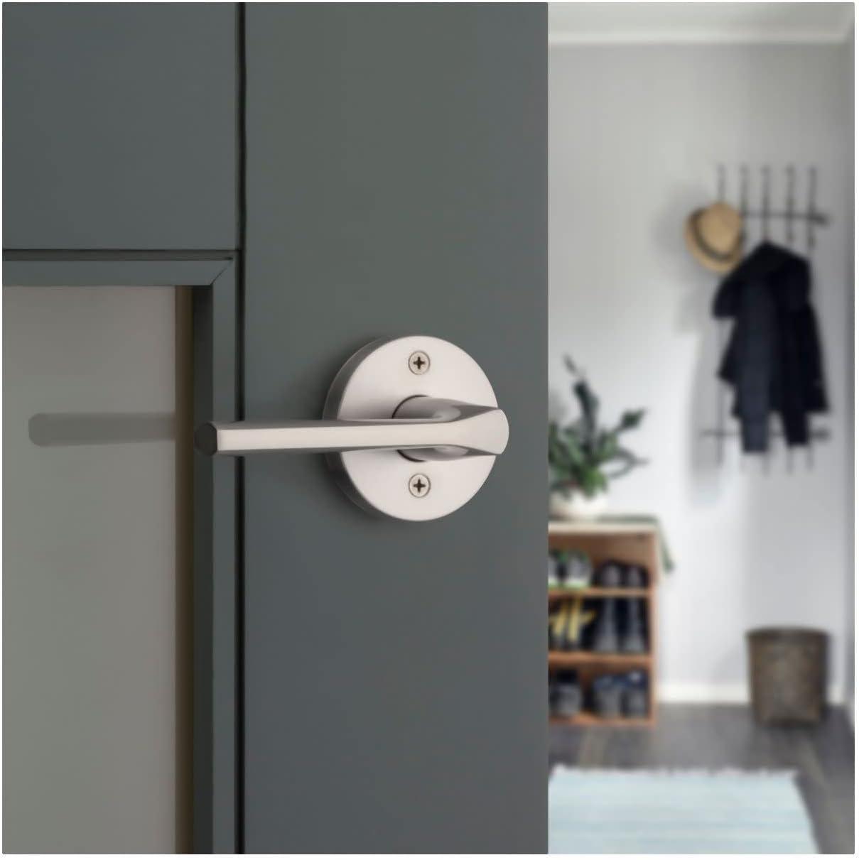 image:imageKwikset 720LSLRDT15 Lisbon Lever with Round Rose Passage Door Lock with 6AL Latch and RCS Strike Satin Nickel Finish