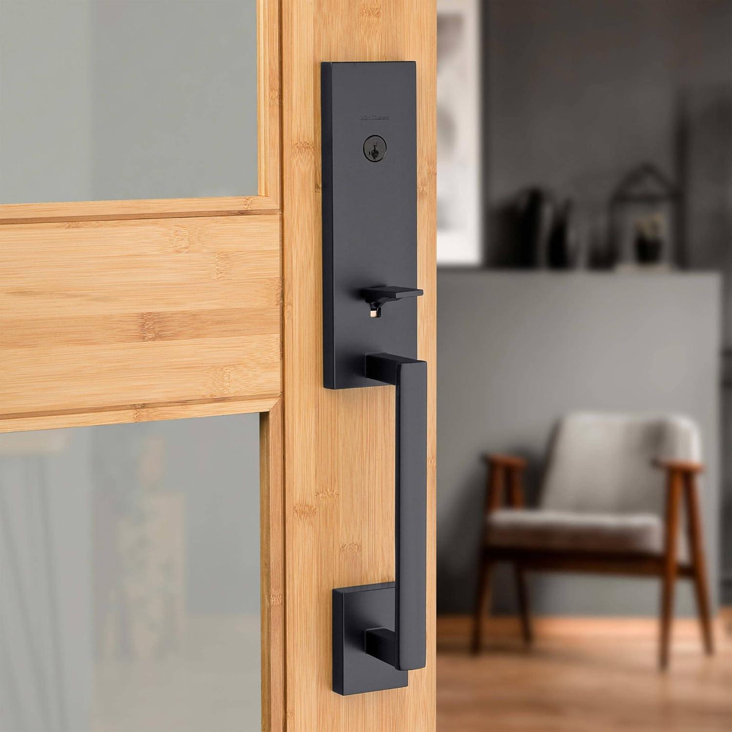 image:imageKwikset 818VNHLIP11PS Single Cylinder Vancouver Exterior Handleset with SmartKey with RCAL Latch and RCS Strike Venetian Bronze Finish