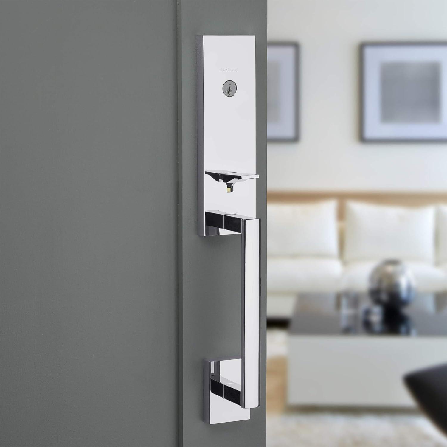 image:imageKwikset 818VNHLIP11PS Single Cylinder Vancouver Exterior Handleset with SmartKey with RCAL Latch and RCS Strike Venetian Bronze Finish