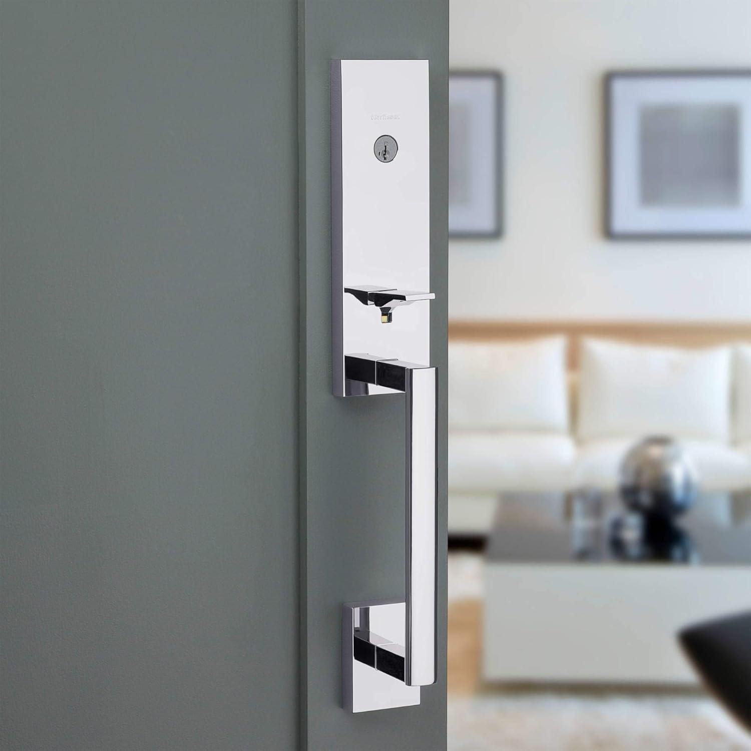 image:imageKwikset 818VNHLIP11PS Single Cylinder Vancouver Exterior Handleset with SmartKey with RCAL Latch and RCS Strike Venetian Bronze Finish
