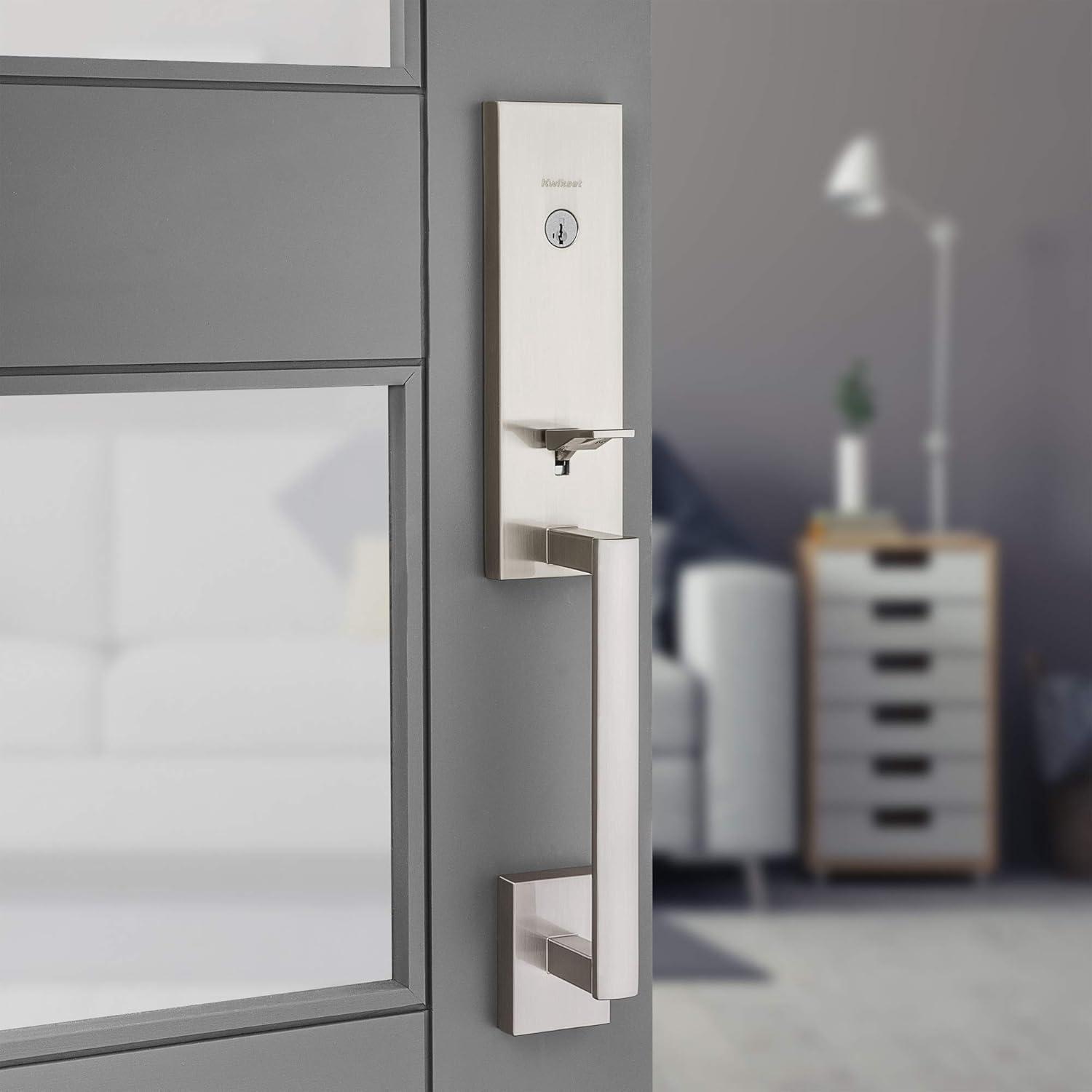 image:imageKwikset 818VNHLIP11PS Single Cylinder Vancouver Exterior Handleset with SmartKey with RCAL Latch and RCS Strike Venetian Bronze Finish