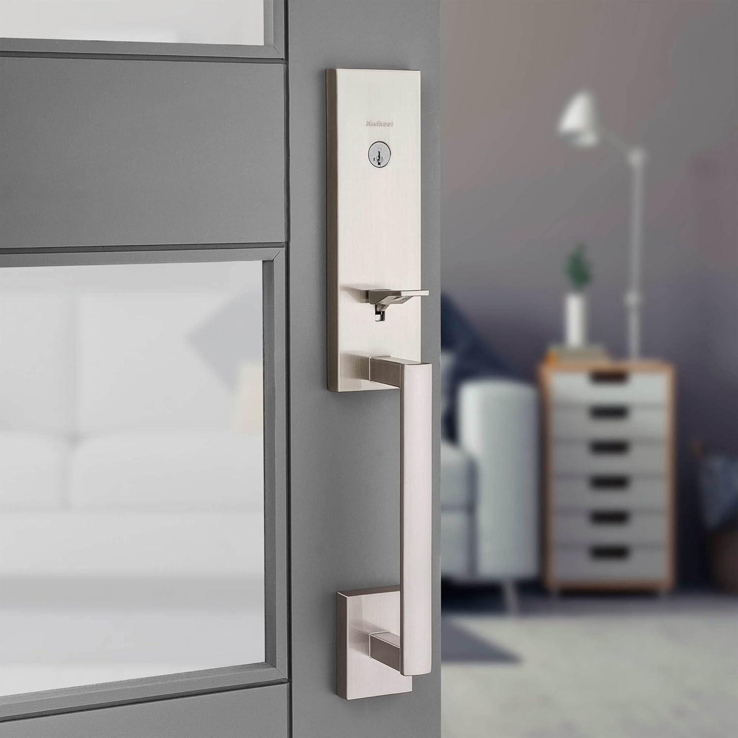 image:imageKwikset 818VNHLIP11PS Single Cylinder Vancouver Exterior Handleset with SmartKey with RCAL Latch and RCS Strike Venetian Bronze Finish