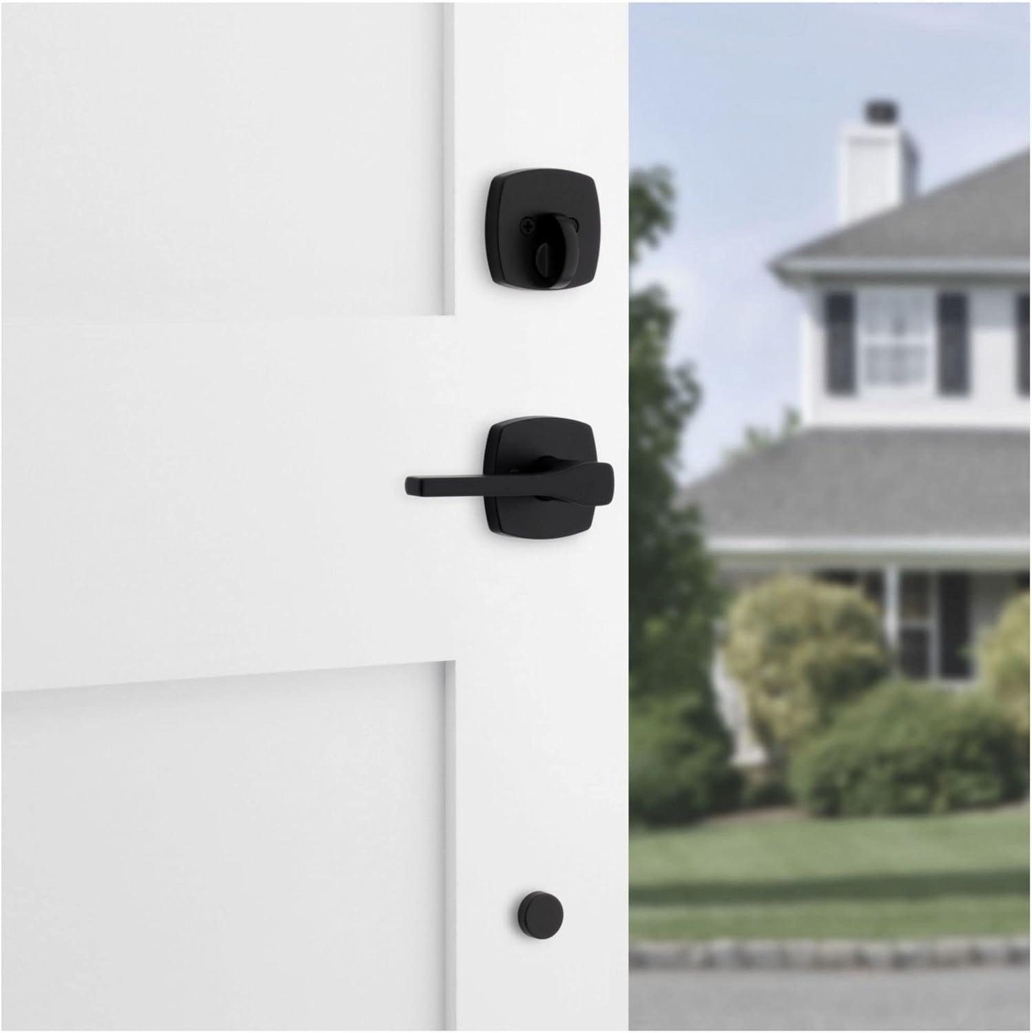 image:imageKwikset 971TPLMDT514 Single Cylinder Interior Tripoli Lever with Midtown Rose Trim Matte Black Finish