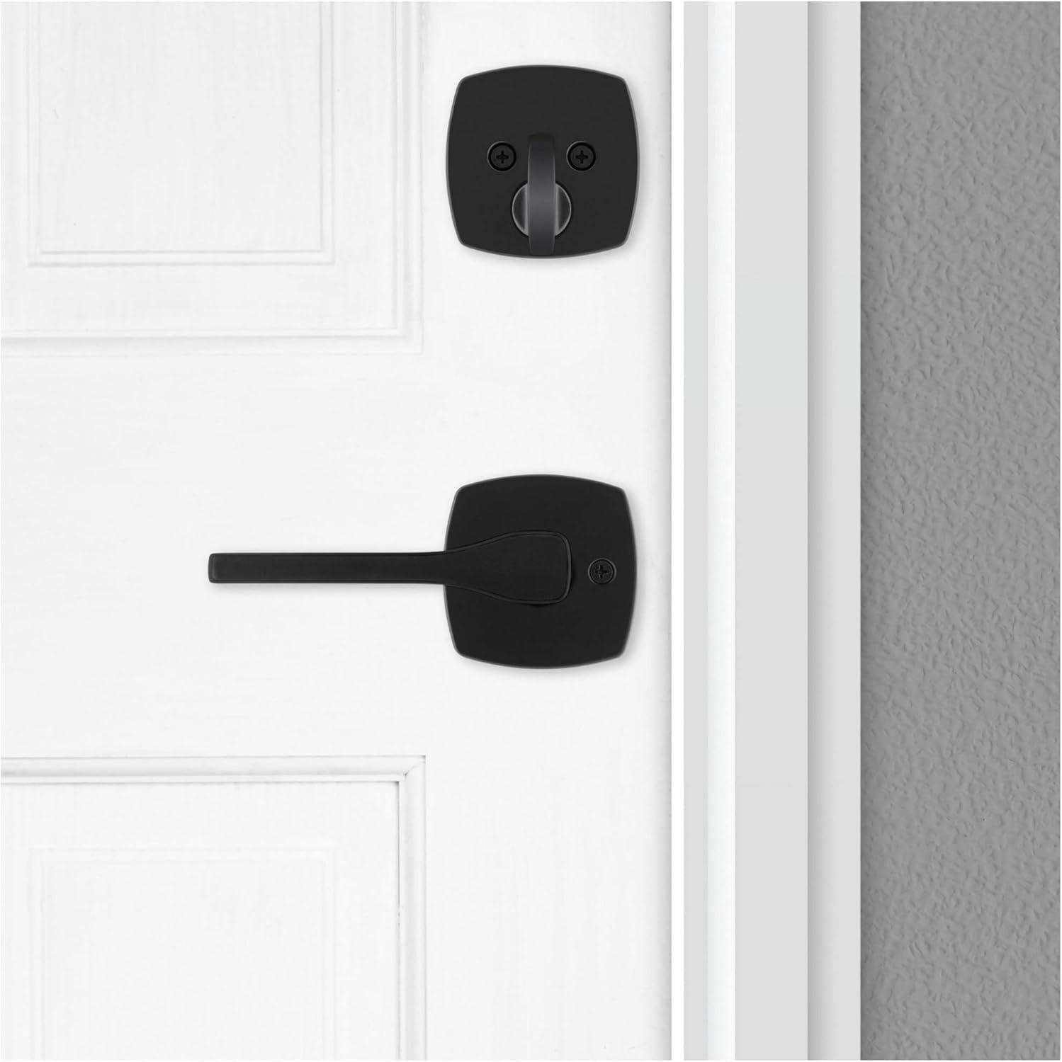 image:imageKwikset 971TPLMDT514 Single Cylinder Interior Tripoli Lever with Midtown Rose Trim Matte Black Finish