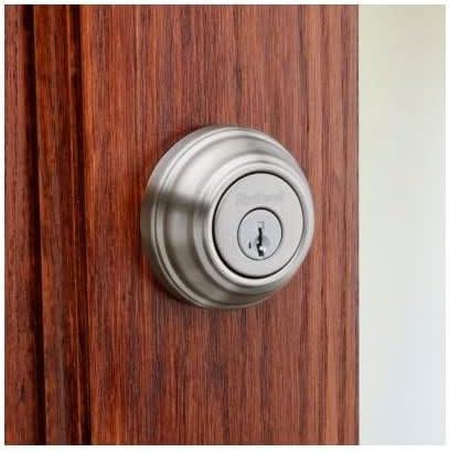 image:imageKwikset 985 15 SMT CP K4 V1 Signature Satin Nickel Double Cylinder Deadbolt with SmartKey Quantity 1