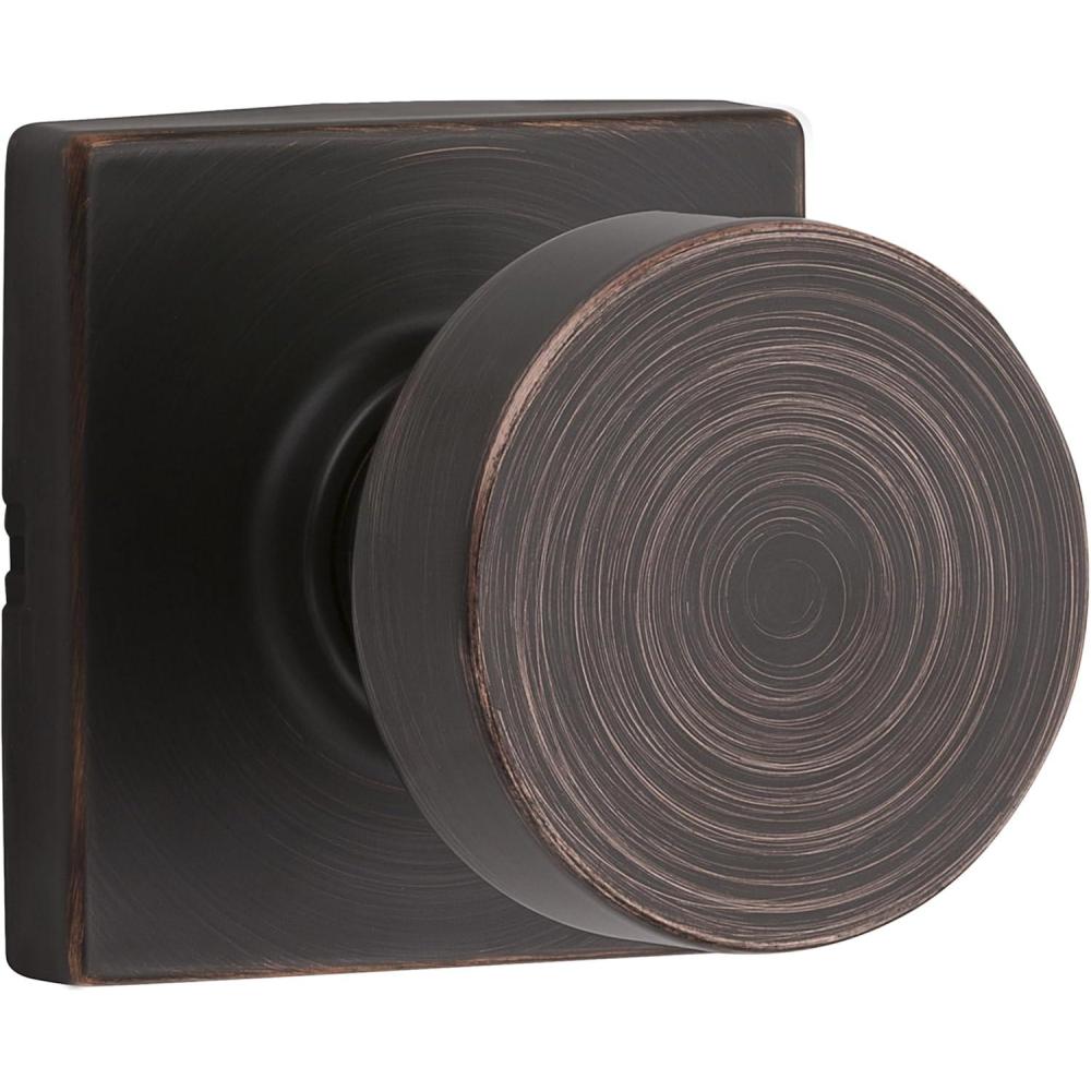 image:imageKwikset 720PSKSQT11P Pismo Knob with Square Rose Passage Lock with 6AL Latch and RCS Strike Venetian Bronze Finish