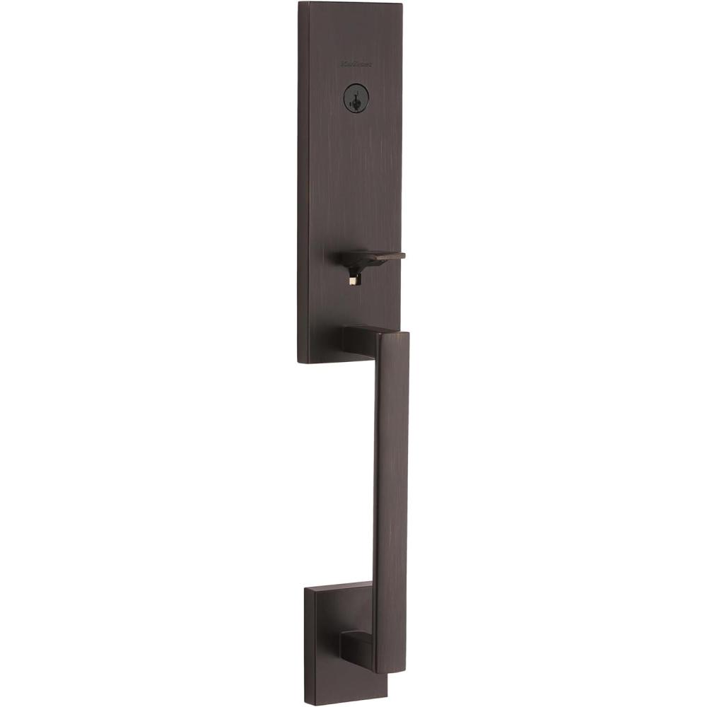 image:imageKwikset 818VNHLIP11PS Single Cylinder Vancouver Exterior Handleset with SmartKey with RCAL Latch and RCS Strike Venetian Bronze Finish