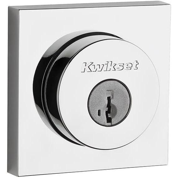 image:imageKwikset 91590002 Halifax Slim Square Double Cylinder Deadbolt featuring SmartKey in Polished Chrome